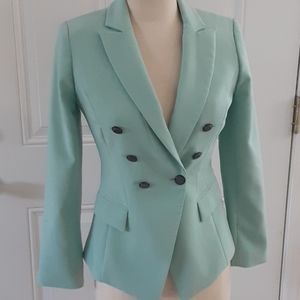 WHBM Amazing Pale Aqua Tuxedo Coat